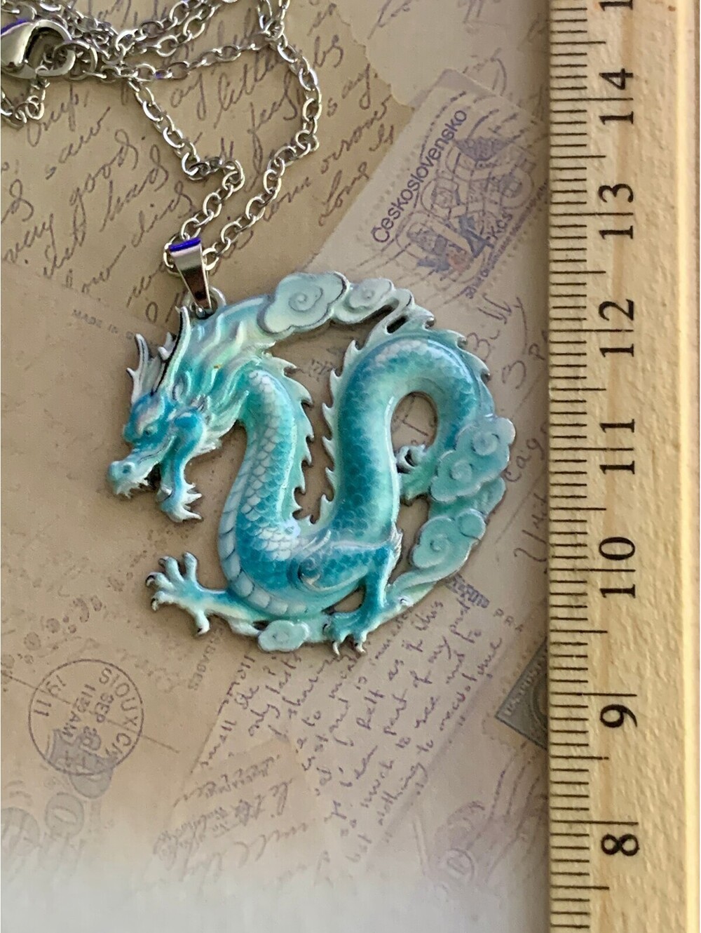 Unique Blue Dragon Pendant Necklace - Eye-Catching Statement Jewelry - Picture 3 of 4